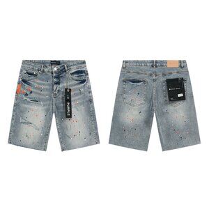 Men's Blue Distressed Denim Shorts